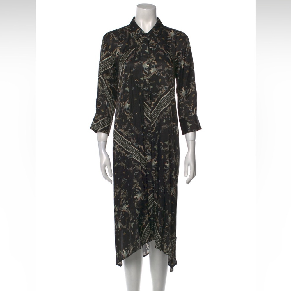 ALLSAINTS Black Patterned Dress with handkerchief hem size US 6
